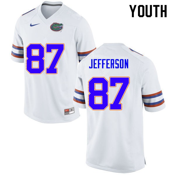 Youth #87 Van Jefferson Florida Gators College Football Jersey White